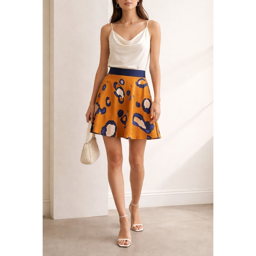 3.1‎ PHILLIP LIM Animal Leopard Print 2 Orange Skirt Flare Mini 20th Anniversary